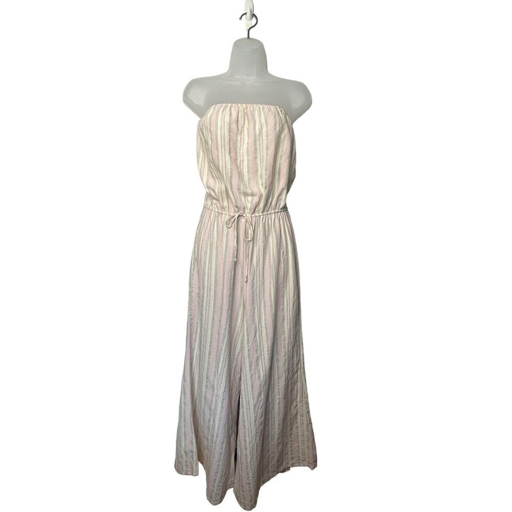 Blue Life SZ M-L Cotton Striped Sleeveless Jumpsuit Romper Cover-Up USA